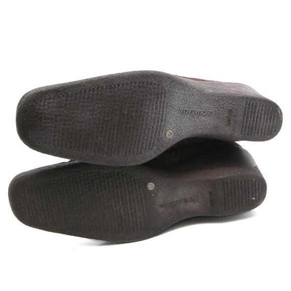 Aquatalia Suede Wedge Boots Winter Brown Y2K Square Toe Warm Lined Size Zip - Picture 11 of 12